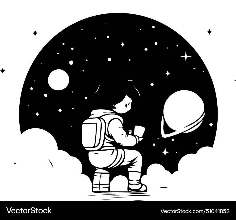 Astronaut in outer space flat style Vector Image