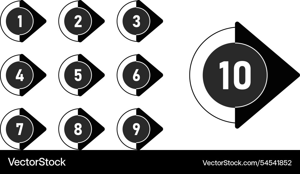 Bullet point number black color 1 to 10 Bullet point number black color 1 to 10 vector image
