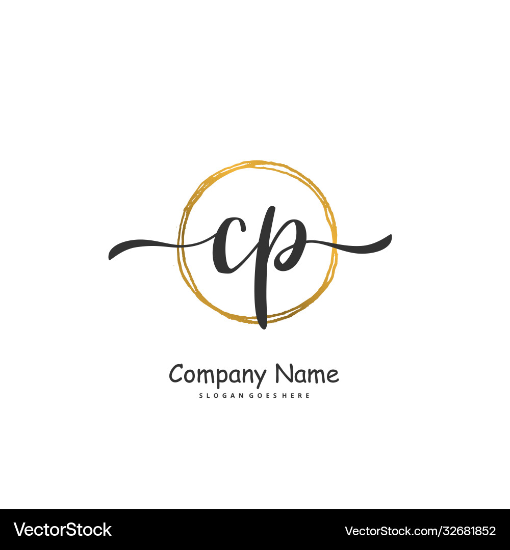 C p cp initial handwriting and signature logo C p cp initial handwriting and signature logo vector image