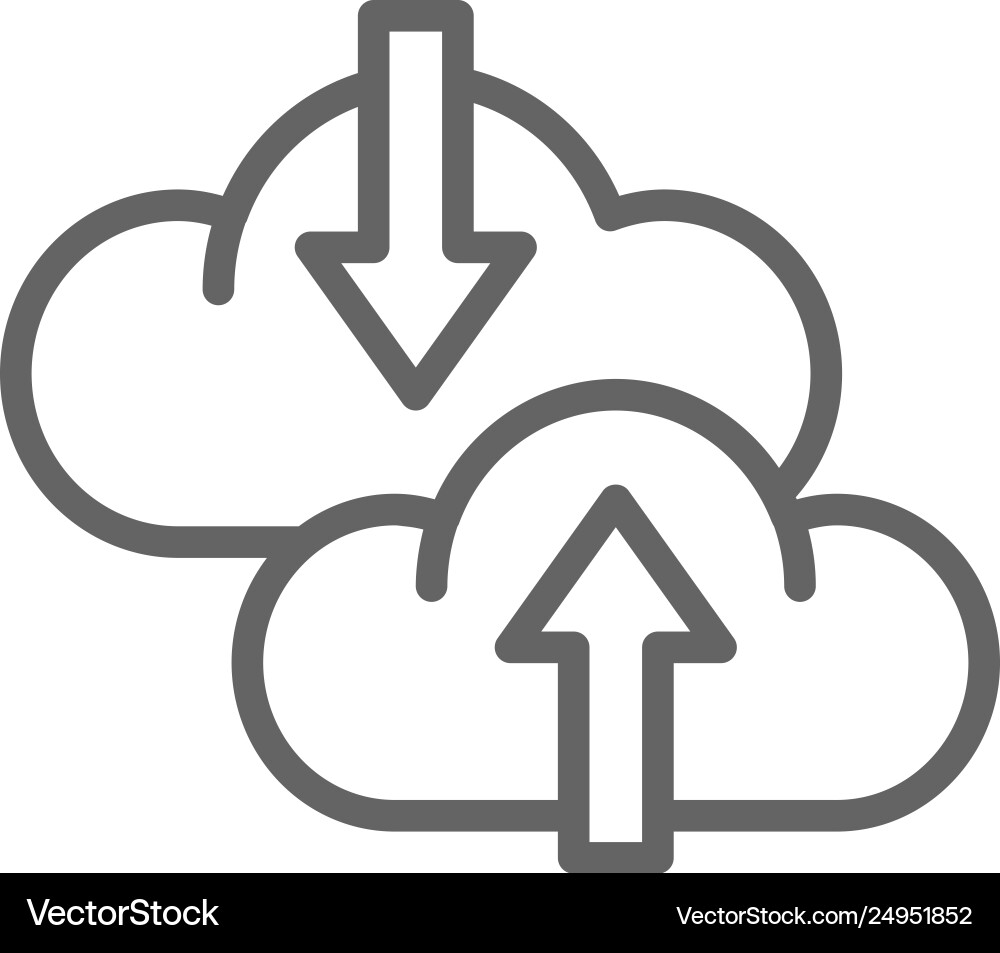 Cloud arrow data transfer download loading line Cloud arrow data transfer download loading line vector image