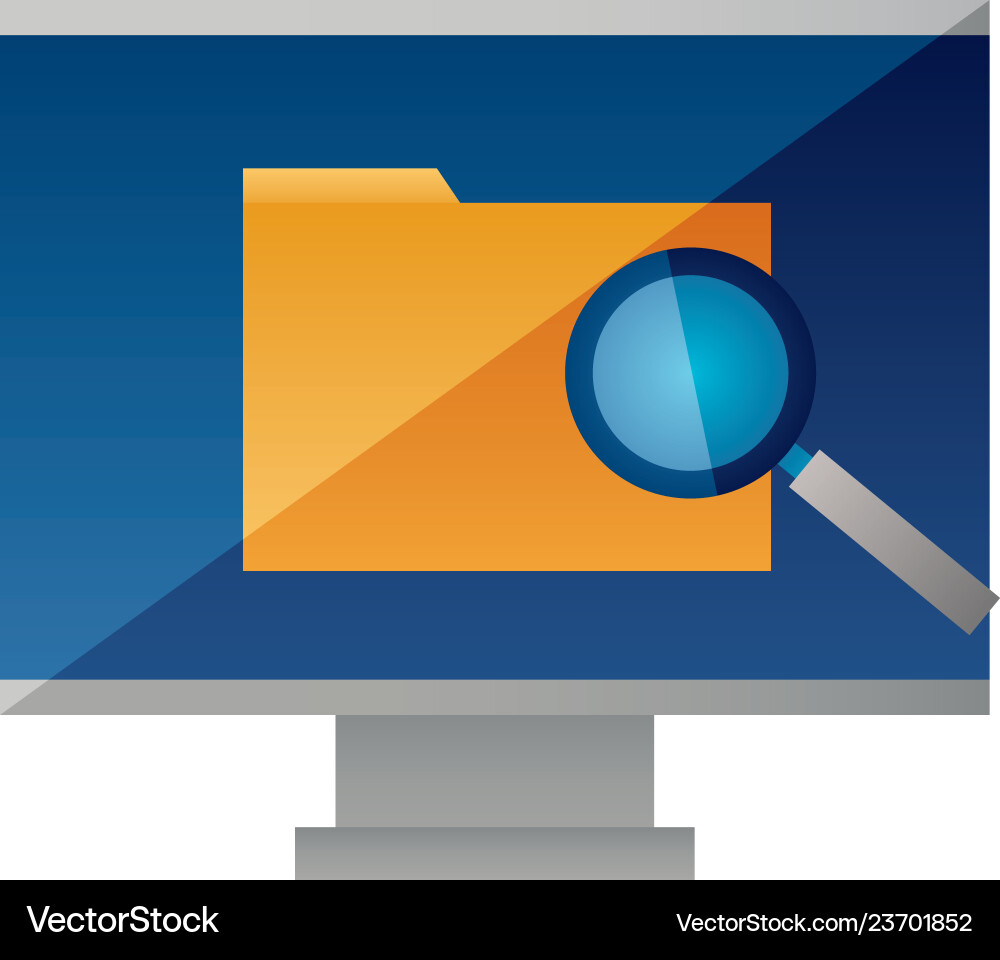 Computer monitor folder analysis Vector Image