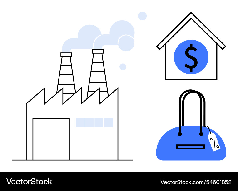 Industrial factory house with dollar sign Industrial factory house with dollar sign vector image