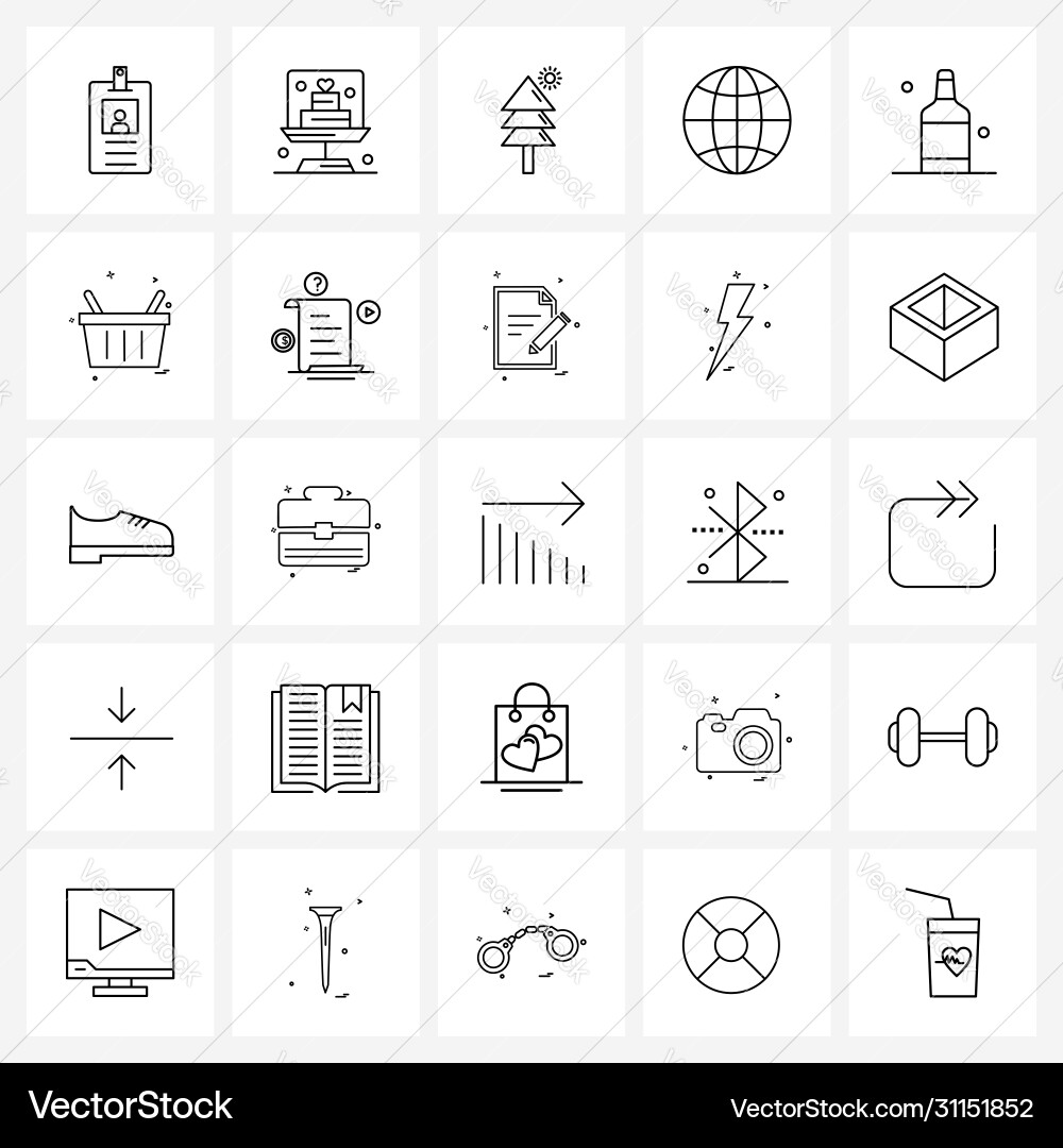 Isolated symbols set 25 simple line icons vector image