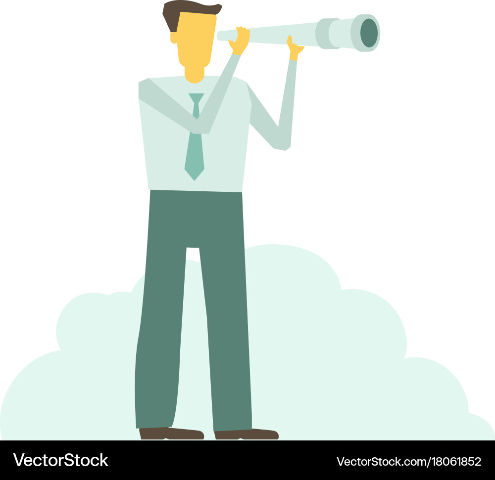 Man Using Spyglass for Observation Vector Image