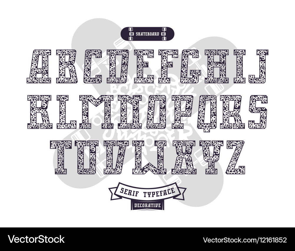 Rectangular serif font in urban style vector image