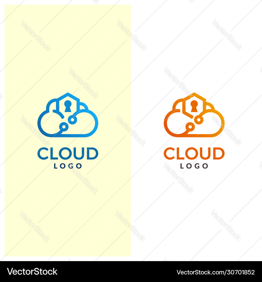 Secure lock and cloud logo design template Vector Image
