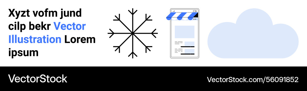 Snowflake cloud and storefront with text Vector Image