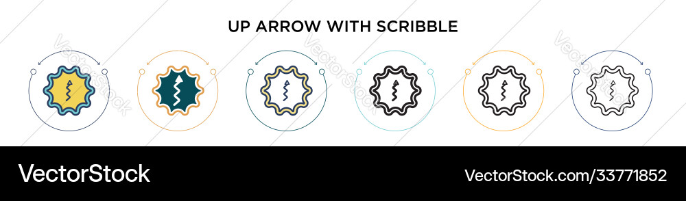 Up arrow with scribble icon in filled thin line vector image