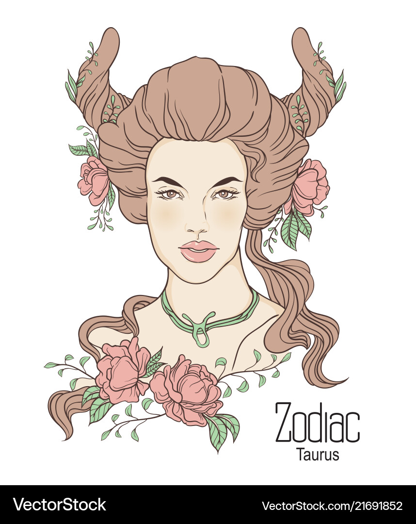 Zodiac taurus as girl Zodiac taurus as girl Vector Image