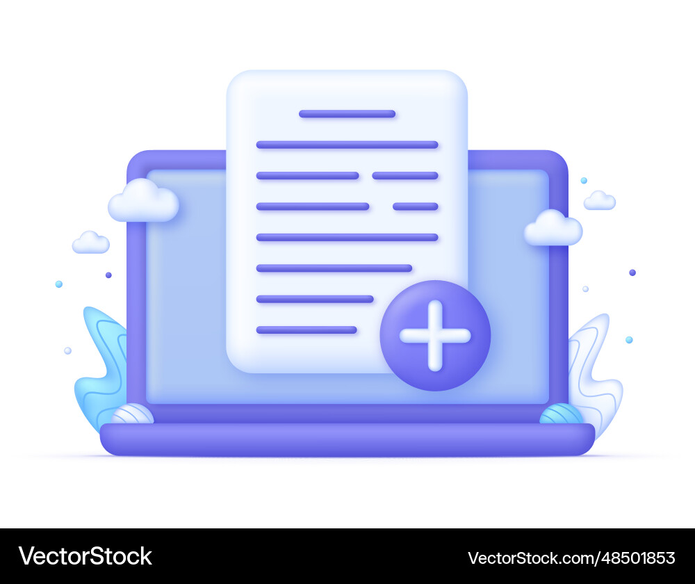 3d page plus on computer 3d page plus on computer vector image