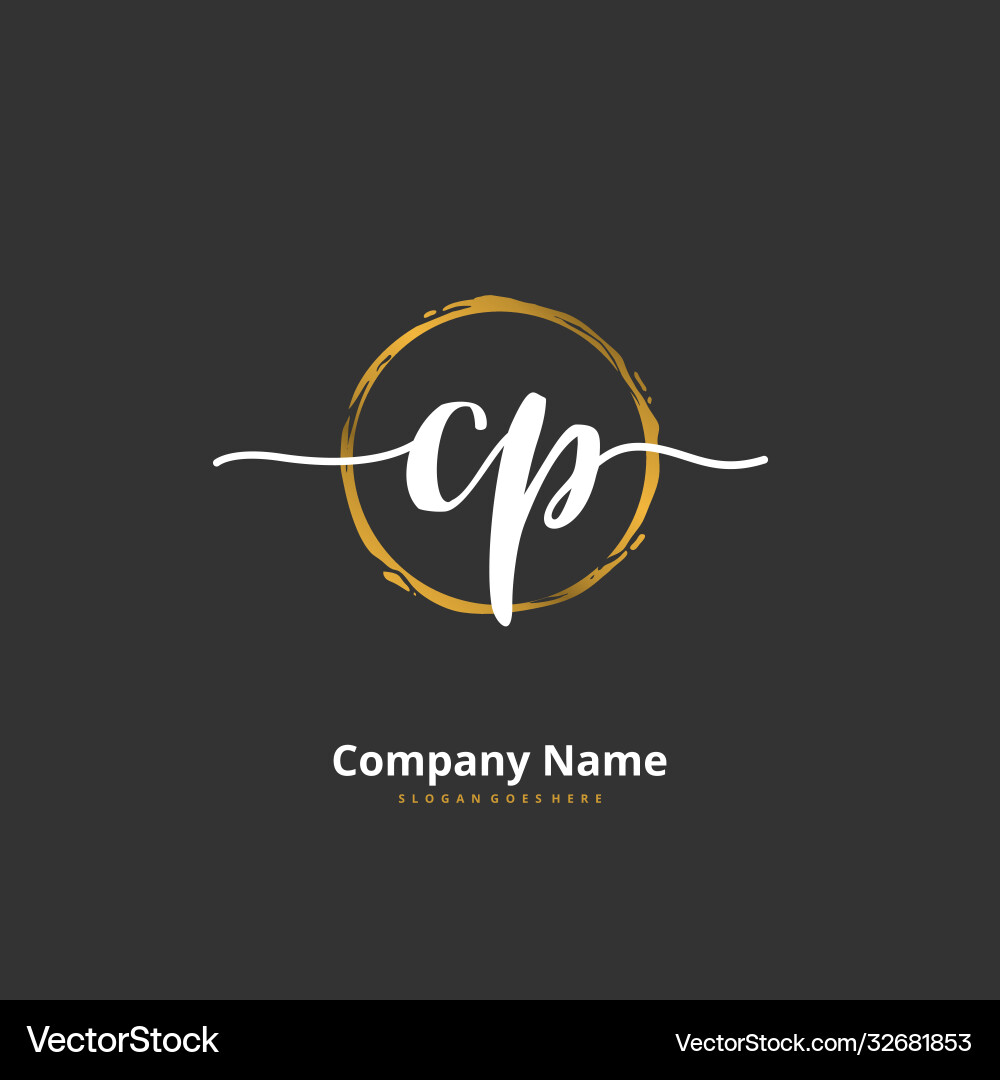 C p cp initial handwriting and signature logo vector image