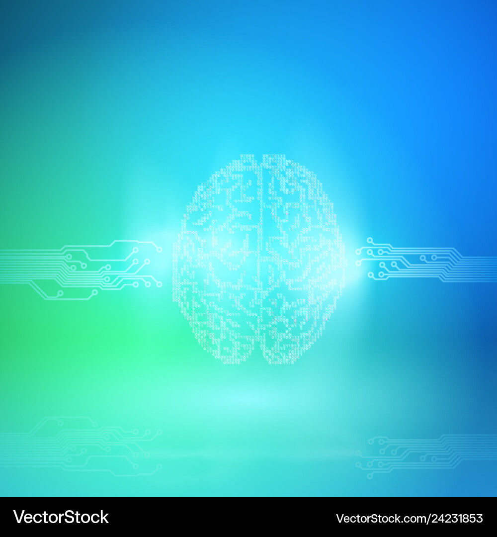Digital brain on blue background artificial Vector Image