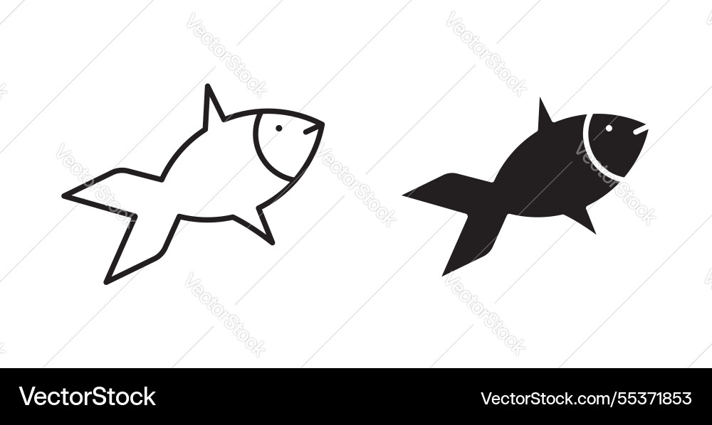 Fish icon set in thin line for web Vector Image