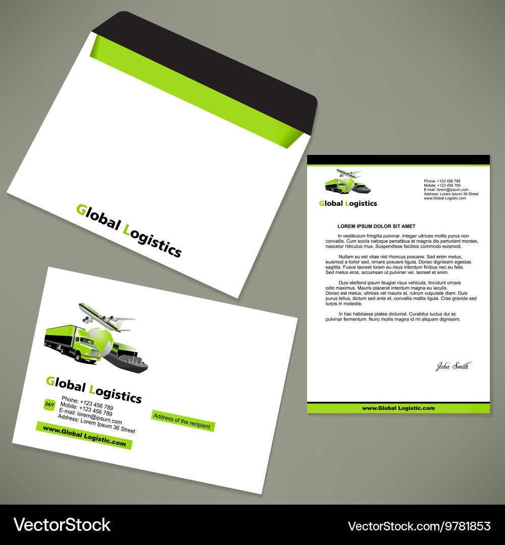 Identity design for logistic company Vector Image
