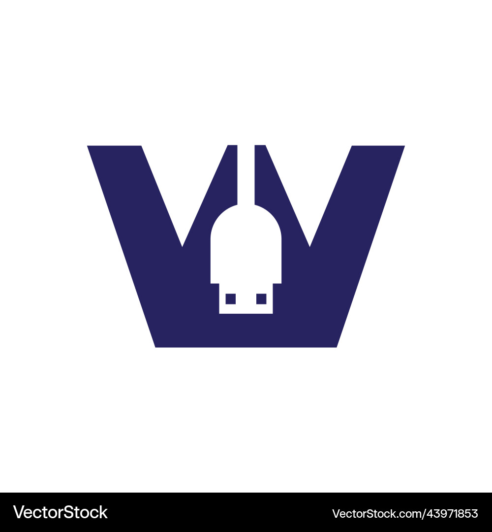 Initial letter w usb symbol design computer Vector Image