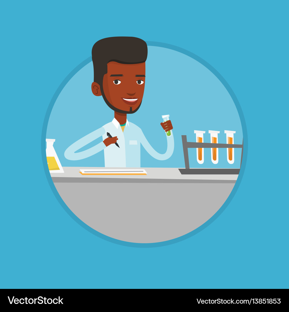 Laboratory assistant working with test tubes Laboratory assistant working with test tubes Vector Image