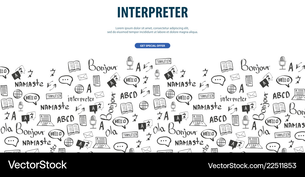 Language translator banner with hand-draw doodle Language translator banner with hand-draw doodle vector image