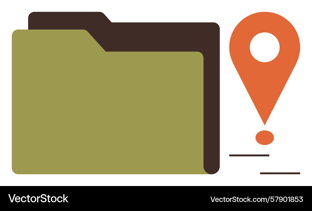 Location pin with document folder representing Location pin with document folder representing Vector Image