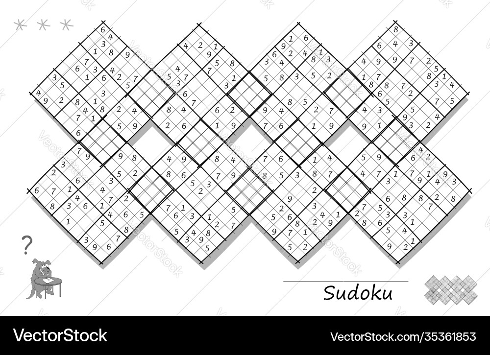 Logic sudoku diagonal game for children Logic sudoku diagonal game for children vector image