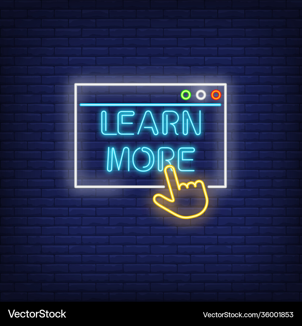 Neon Learn More Sign vector image