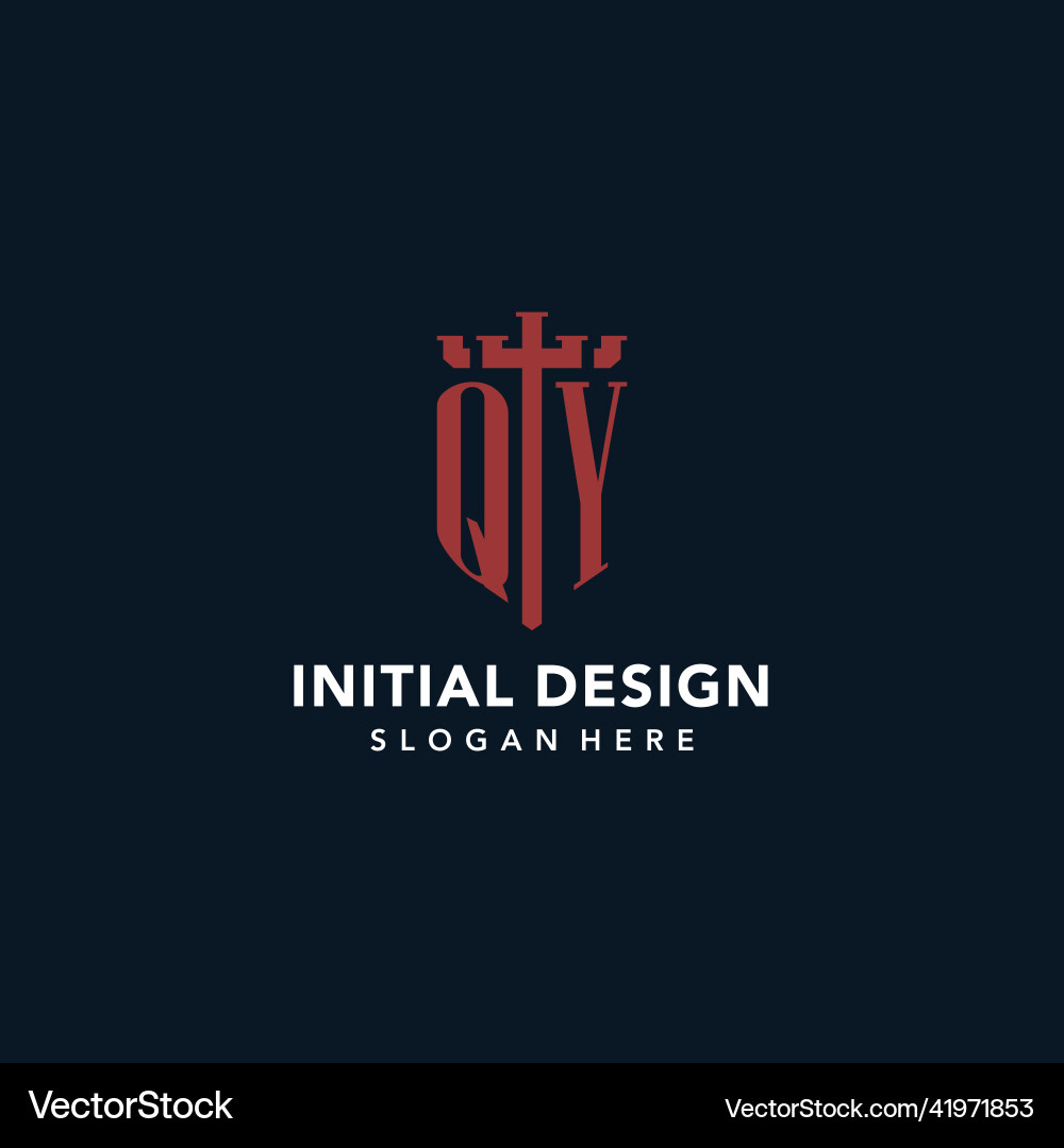 Qy initial monogram logos with sword and shield Qy initial monogram logos with sword and shield Vector Image