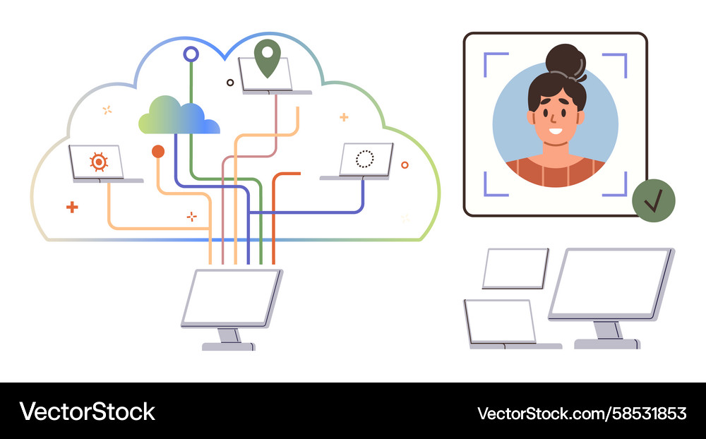 Secure Cloud User Access & Authentication Vector Image
