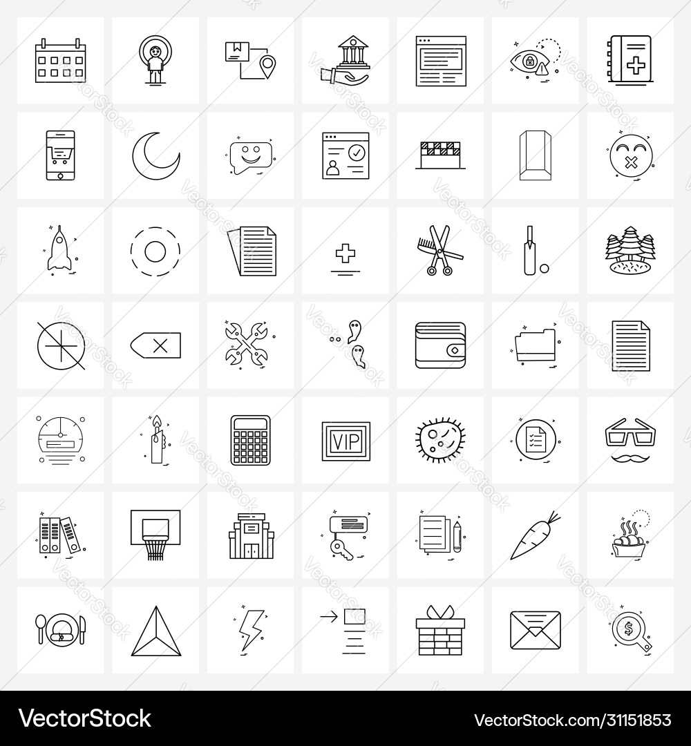 Set 49 modern line icons ux list folder vector image
