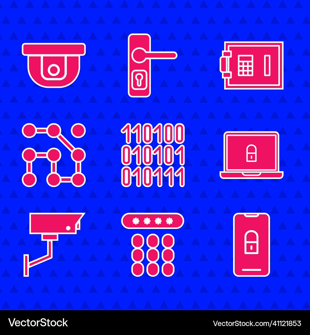 Set binary code password protection mobile Set binary code password protection mobile vector image