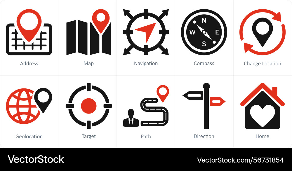 A set of 10 location icons as address map Vector Image