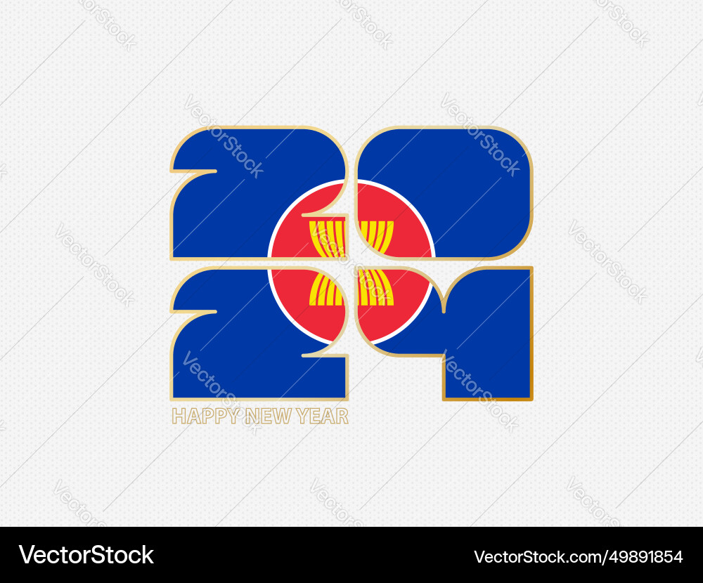 Abstract numbers 2024 with flag of asean Vector Image