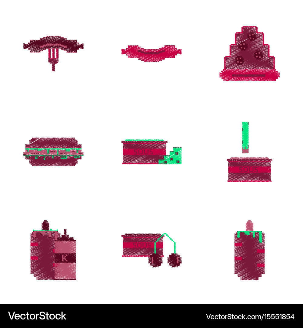 Assembly of flat shading style pixel icon fast vector image
