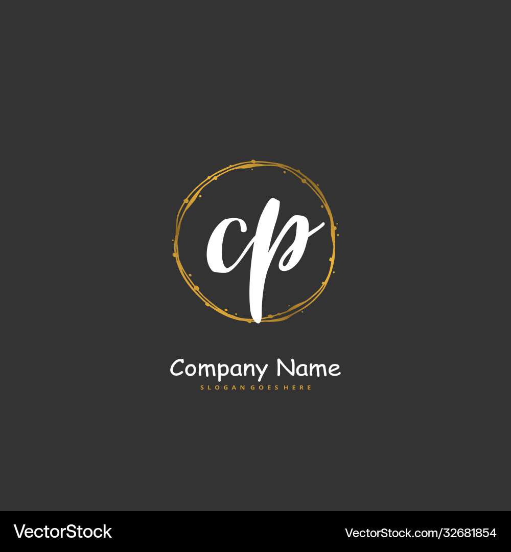 C p cp initial handwriting and signature logo C p cp initial handwriting and signature logo vector image