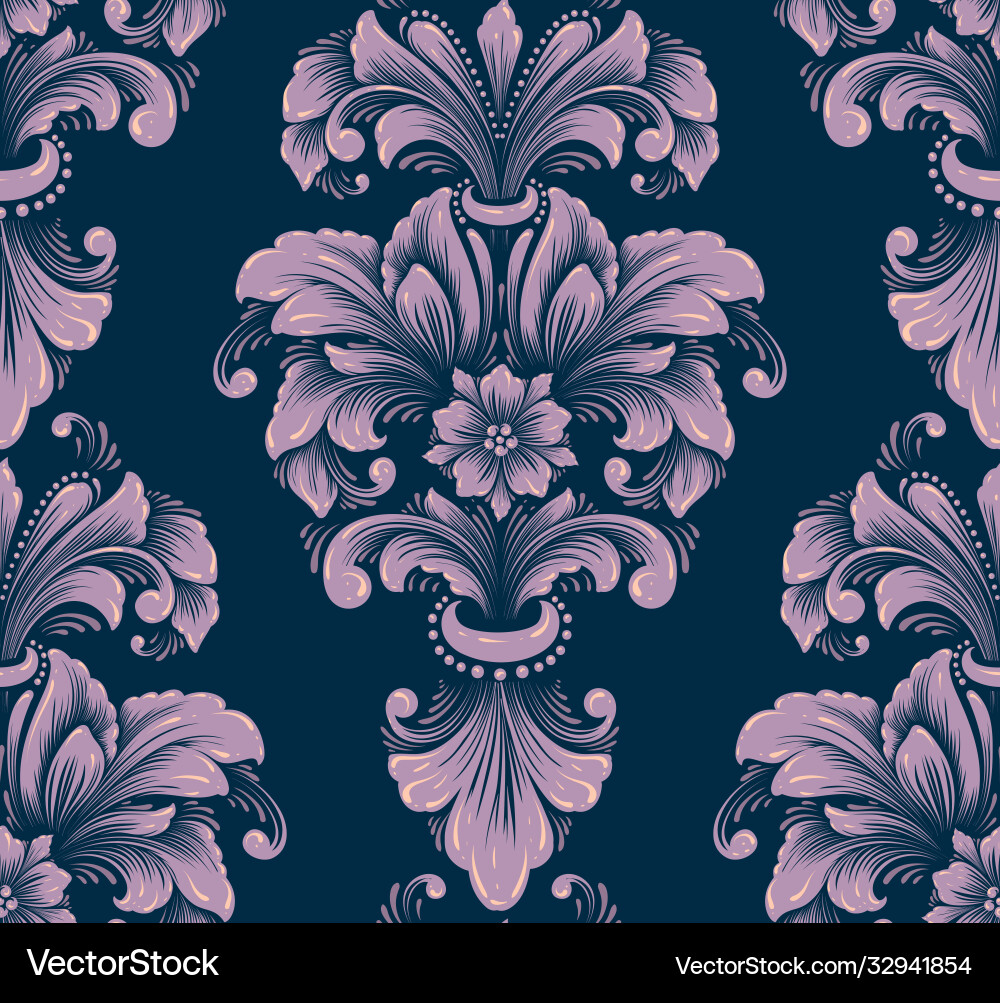 Damask seamless pattern element classical Damask seamless pattern element classical vector image