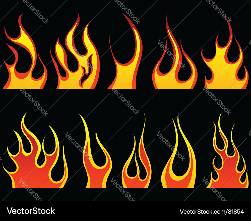 Dynamic Flame Collection Vector Image