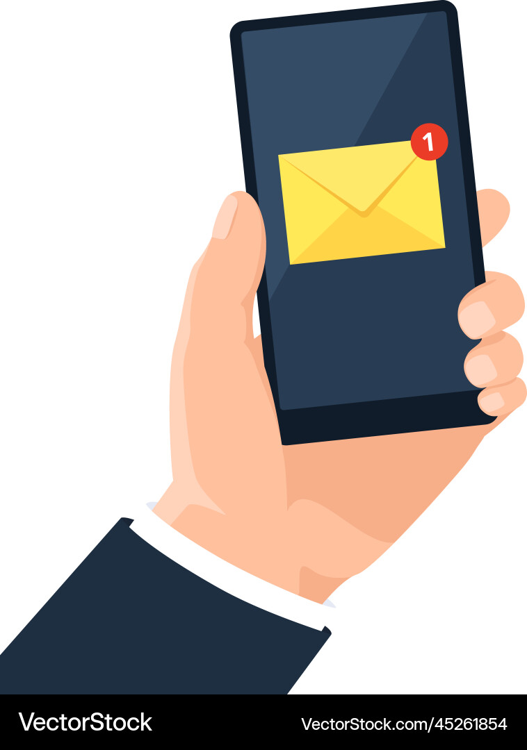 Email on smartphone notification with envelope Email on smartphone notification with envelope vector image