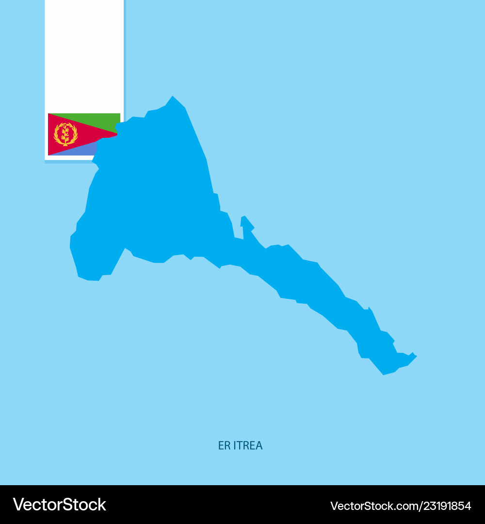 Eritrea country map with flag over blue background vector image