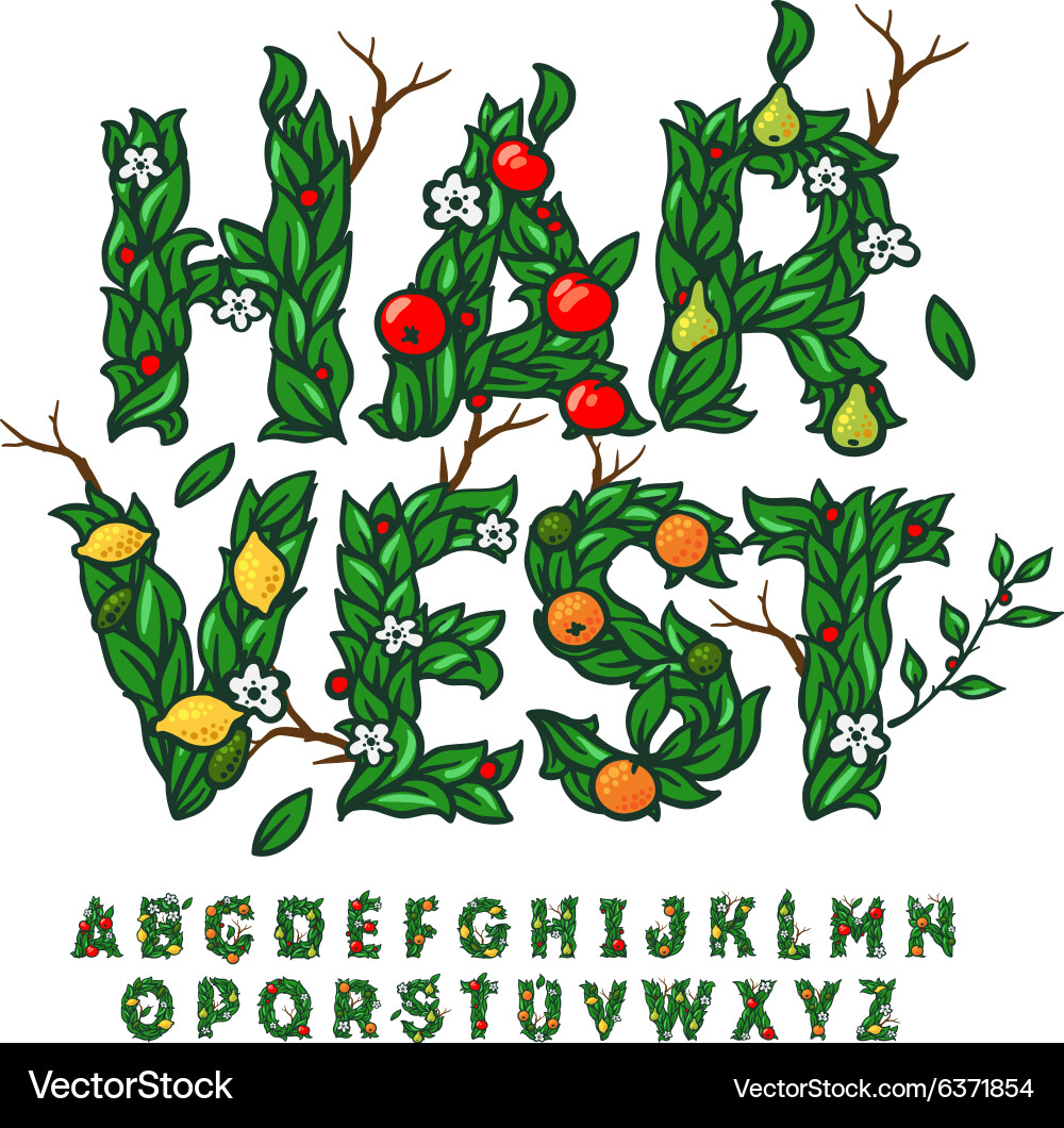 Harvest festival alphabet Royalty Free Vector Image
