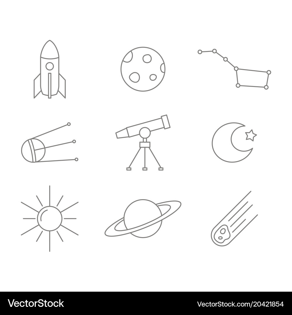 Monochrome set with line space icons vector image