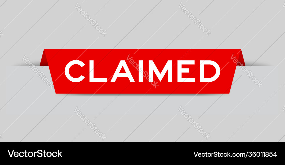 Red color inserted label with word claimed Vector Image