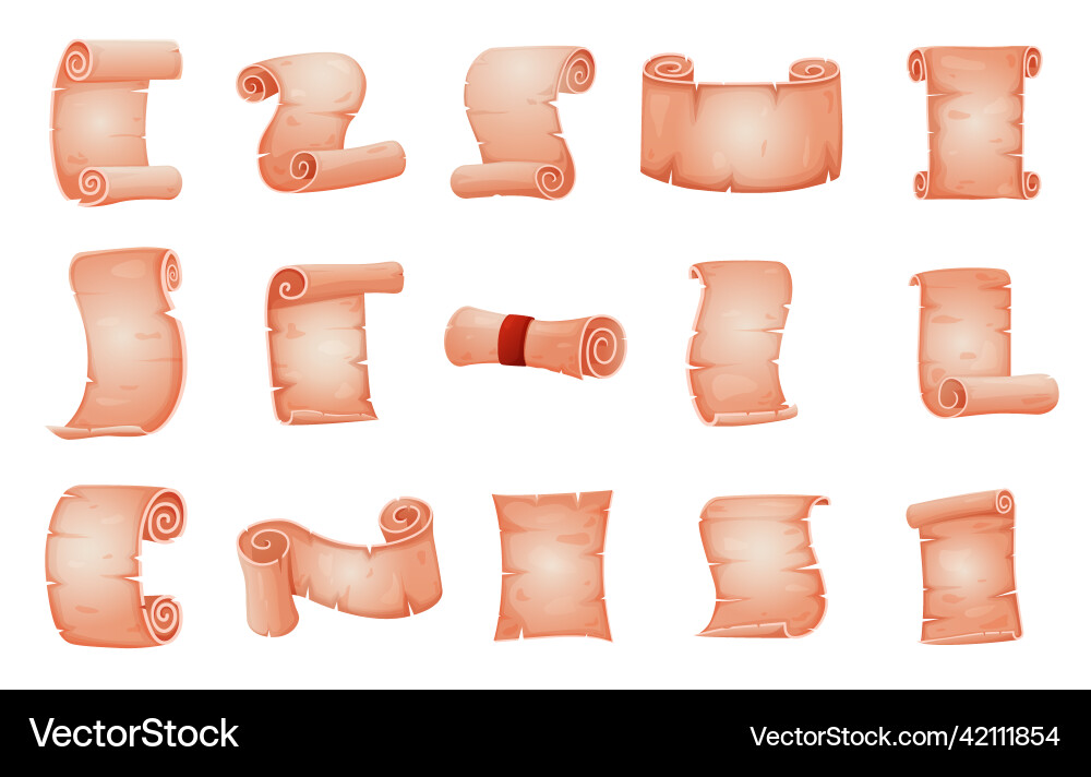 Scrolls and parchment old papyrus roll scroll Scrolls and parchment old papyrus roll scroll vector image