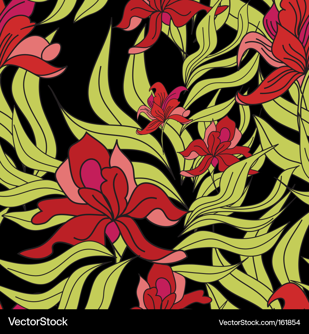 Seamless pattern with red flowers Vector Image