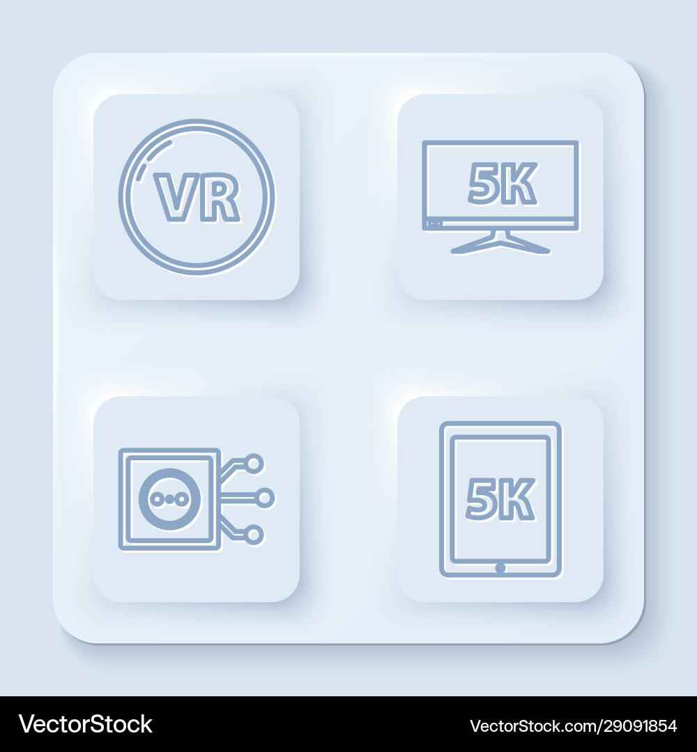 Set line virtual reality monitor display with 5k Set line virtual reality monitor display with 5k vector image