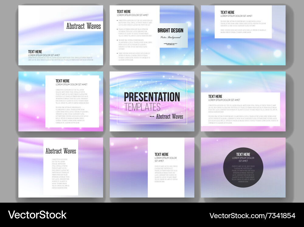 Set of 9 templates for presentation slides vector image