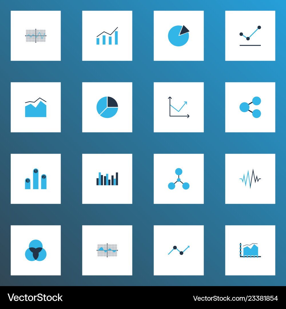 Set of graphs diagrams and statistics icons Set of graphs diagrams and statistics icons vector image