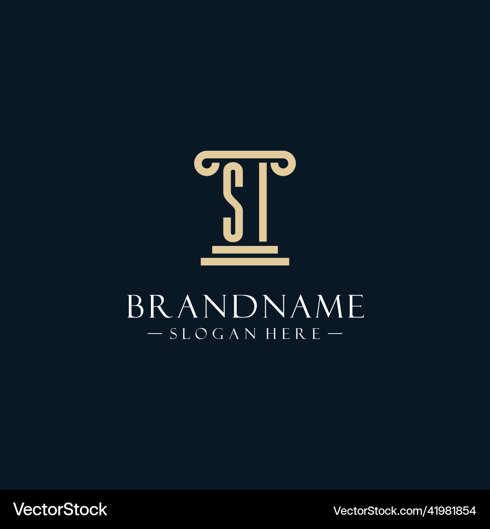 Si initial monogram logos with pillar shapes style Si initial monogram logos with pillar shapes style Vector Image