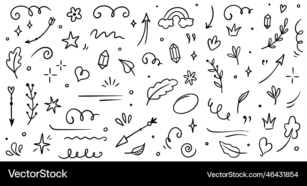 Sketch element line set abstract nature Sketch element line set abstract nature vector image