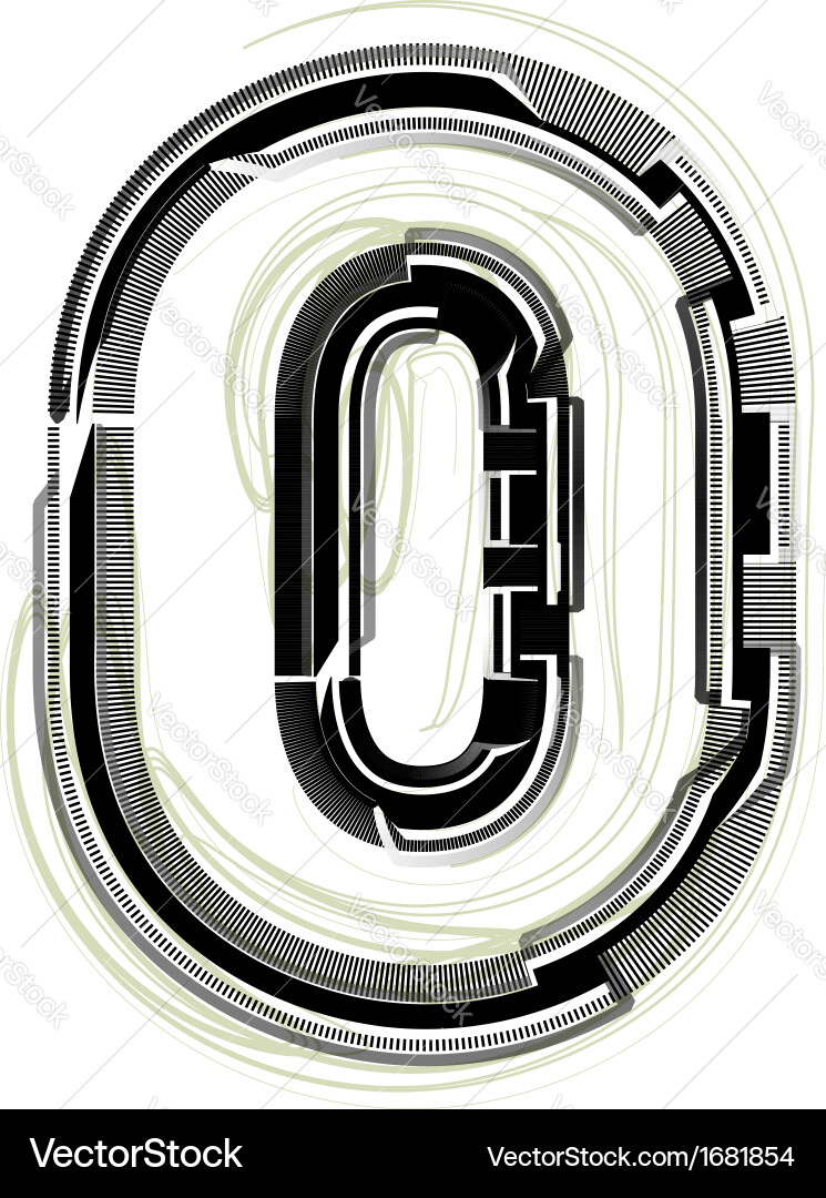 Technological font number 0 vector image
