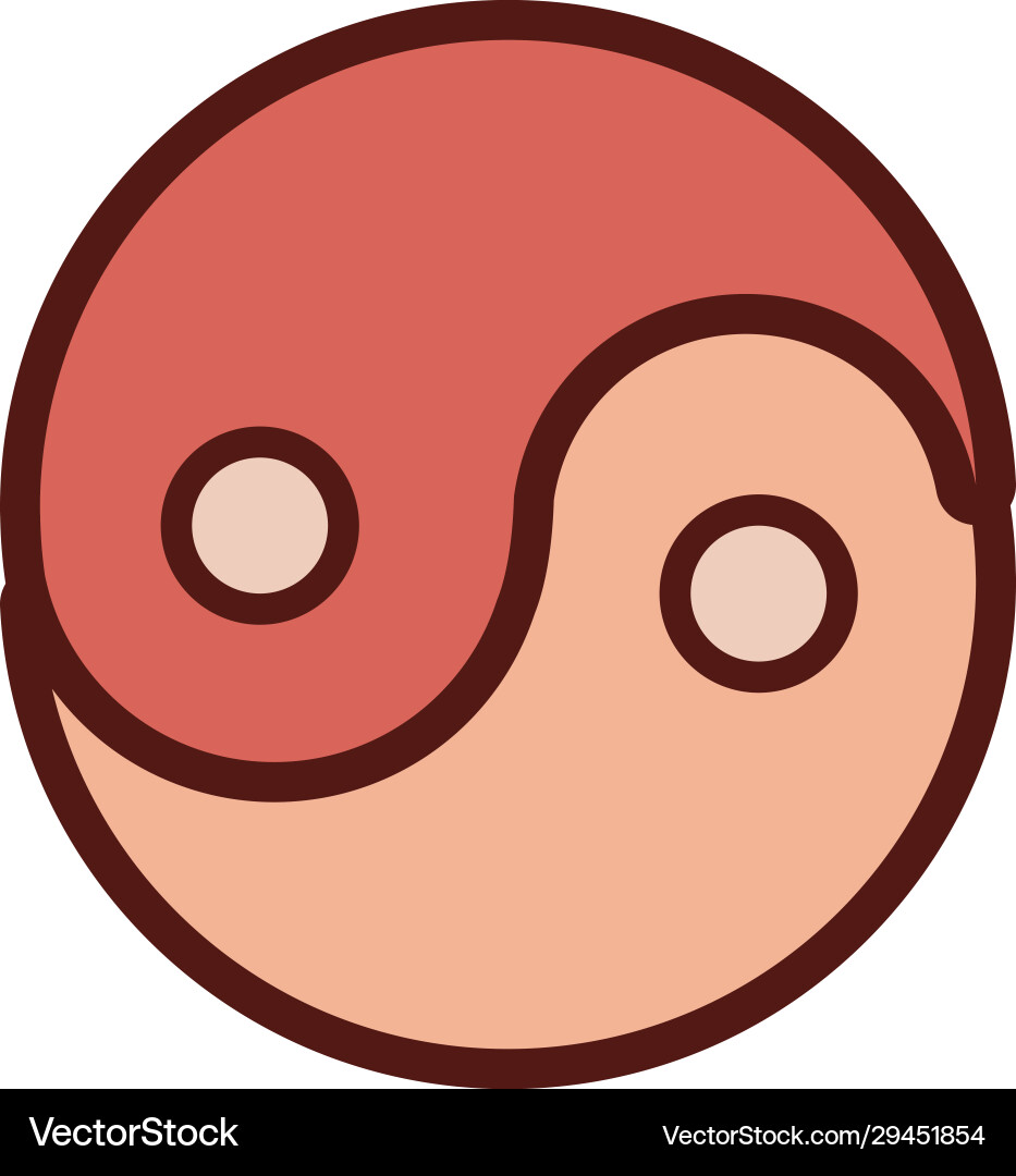 Yin yang symbol line and fill style vector image