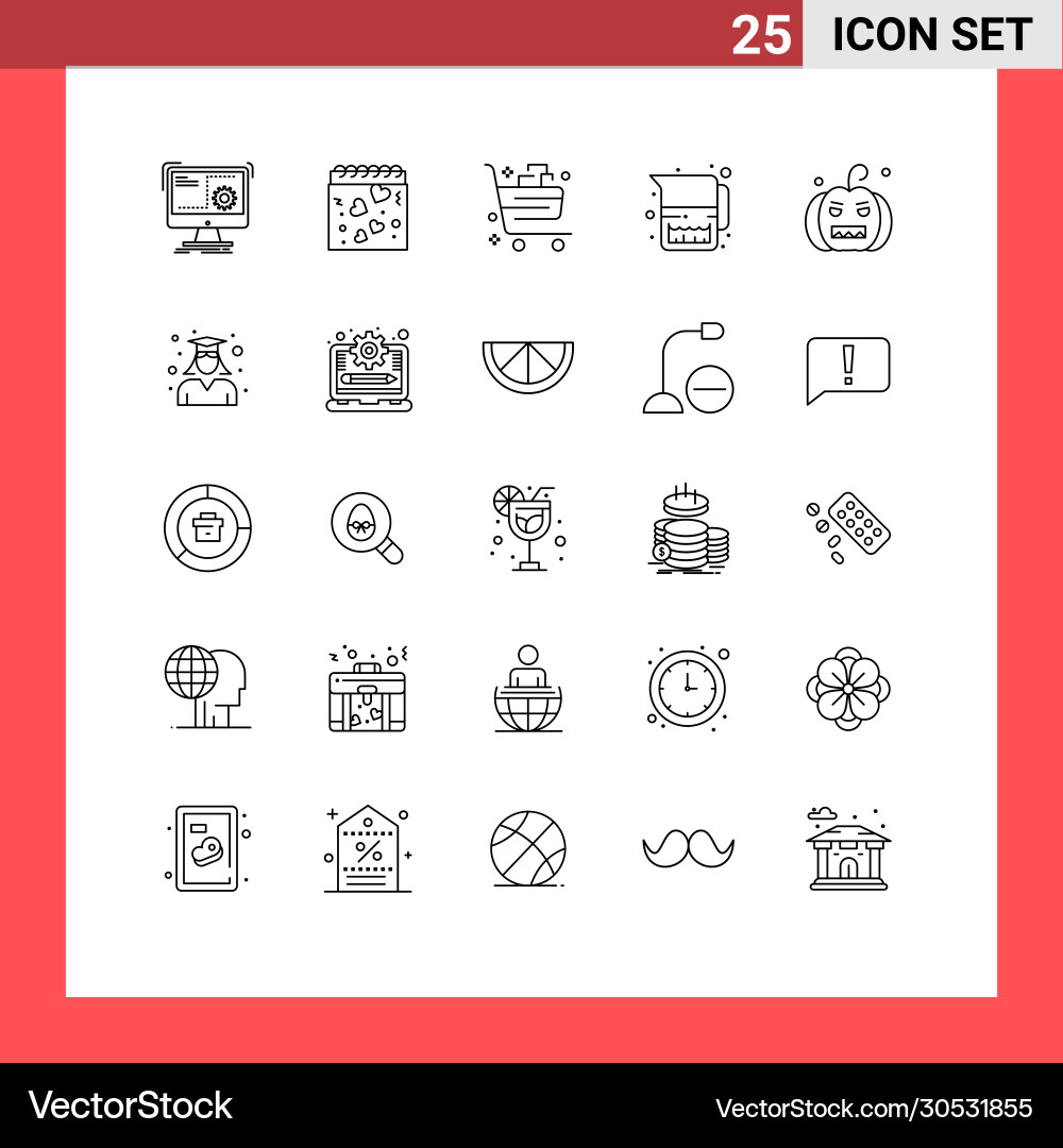 25 universal lines set for web and mobile vector image