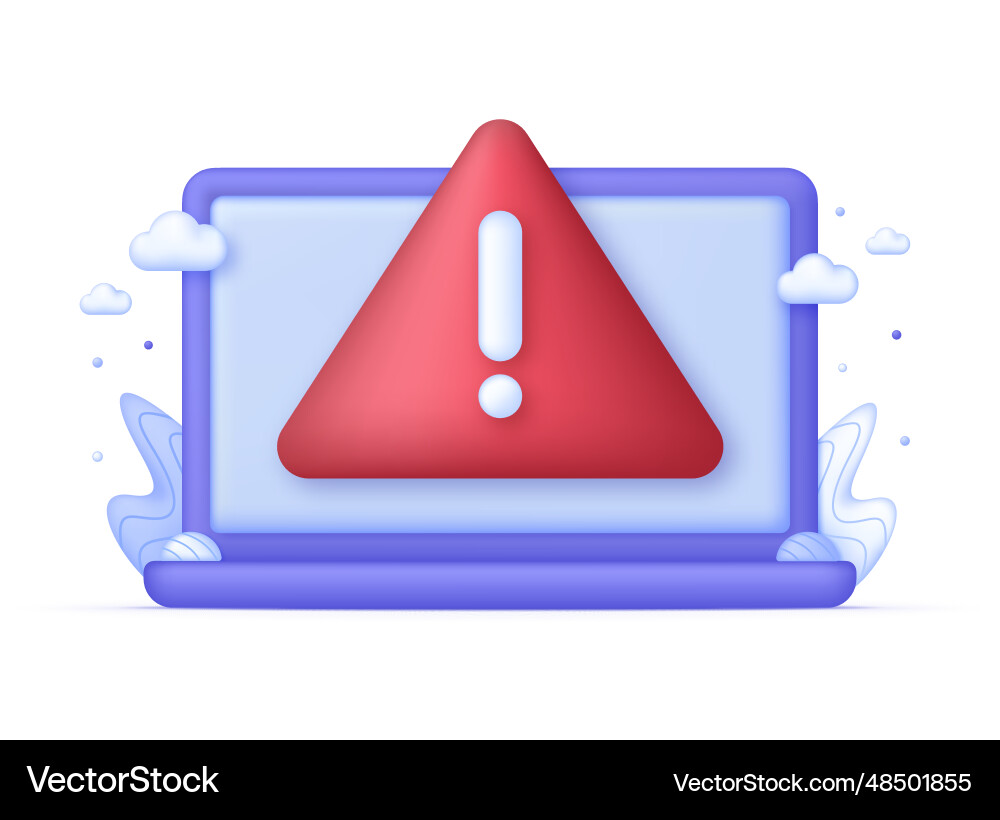 3d computer error message 3d computer error message vector image